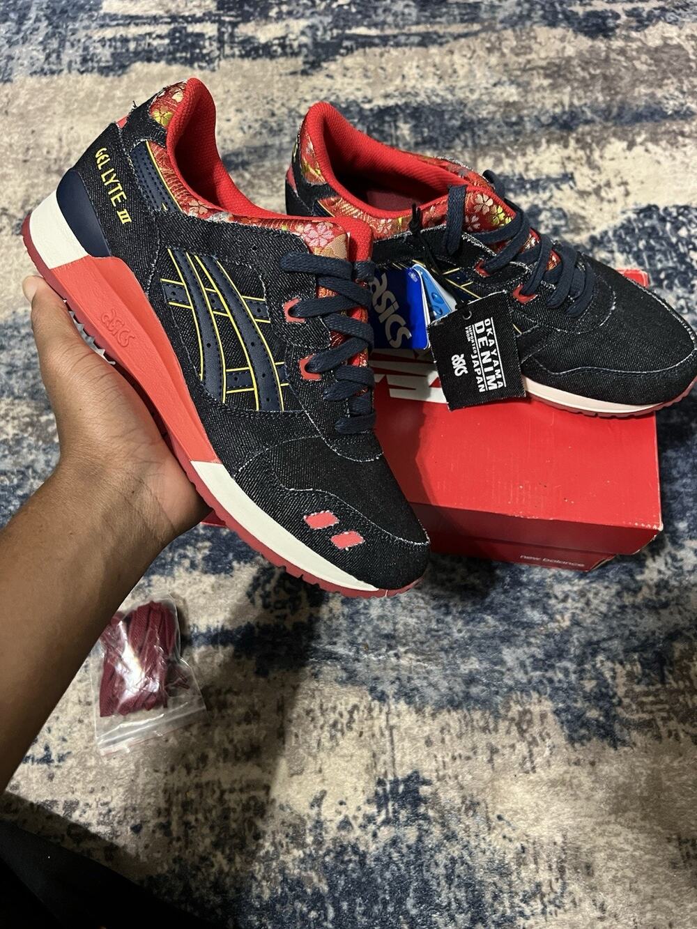 Size 11- ASICS Gel-Lyte III Mens Japanese Denim Kimono Sneakers